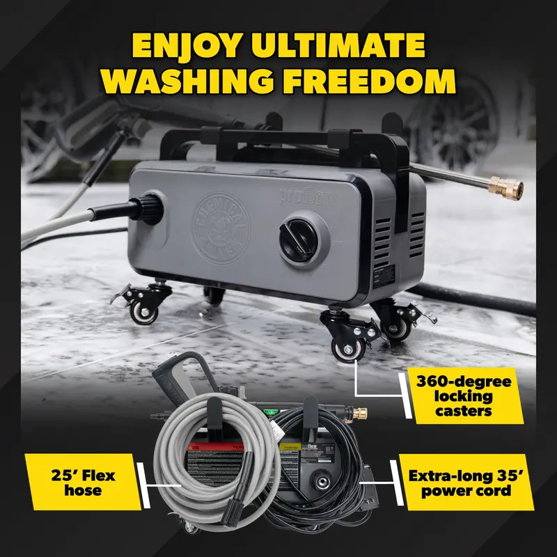 【PRICE SLASH】Guys ProFlow PM2000 Pro Electric High Pressure Washer - 2030 PSI, 1.77 GPM, Compact Lightweight Portable Design, Spray Gun, 4 Nozzles, Hose & Wand Pressure Washer Accessories for Auto Detailing, Home Cleaning, Portable Pressure Washer