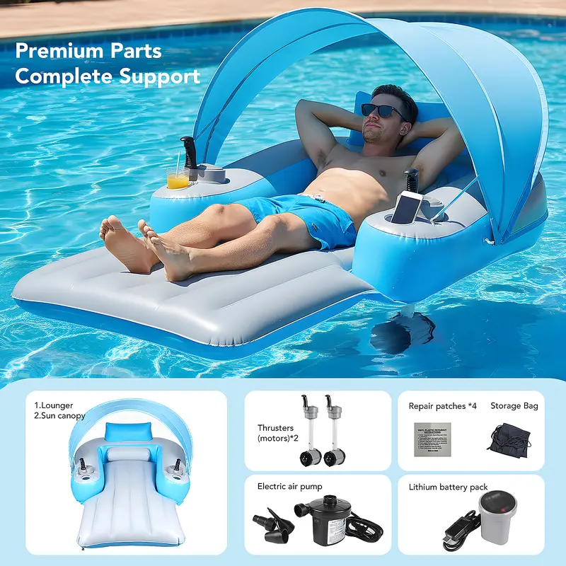 ⏰Last Day Clearance Sale ⏰ -Motorized Pool Float with Canopy