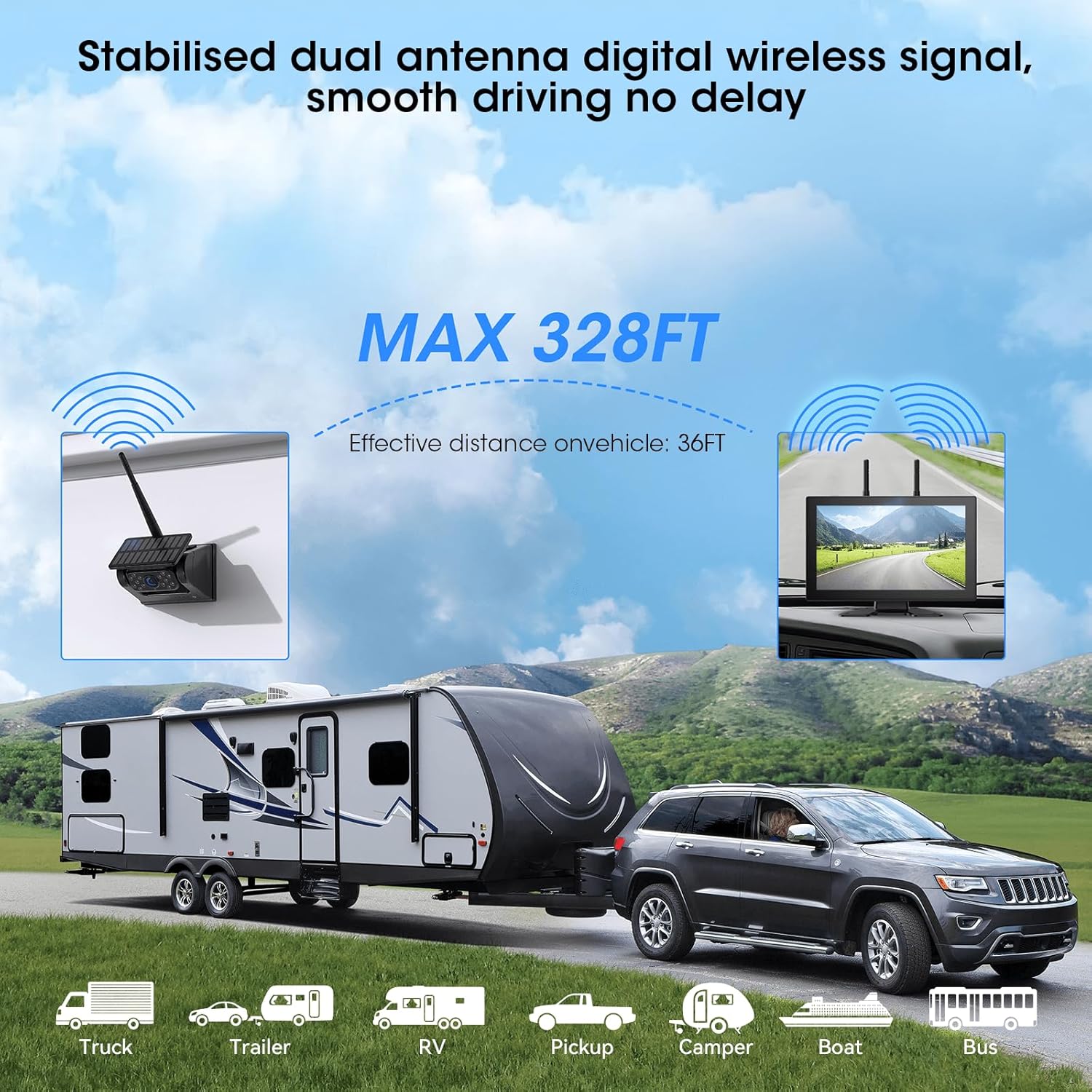 💥Special Offers 4 Magnetic Solar Wireless Backup Camera HD 1080P 10.1" 1 Min Magnetic Easy Install No Wiring 4 Split Recording Monitor 15,000mah Solar Battery for Truck,Rv,Tractor,Camper,Trailer