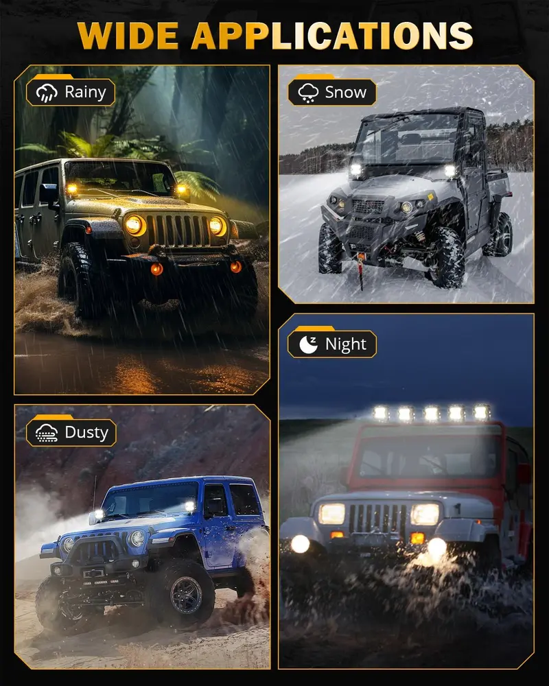 AUXBEAM LED Pods Light Offroad Driving Work Lights, X-PRO 3" 96W 6 Modes Dual Color Spot Flood Combo or V-ULTRA 5" 172W Side Shooter with Amber DRL, IP68 Waterproof for Trucks Jeep, 2PCS