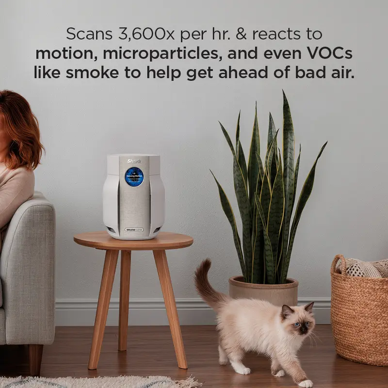 🛒BEST SELLER🚀Shark BreatheClear Compact with NeverChange Air Purifier - HP062