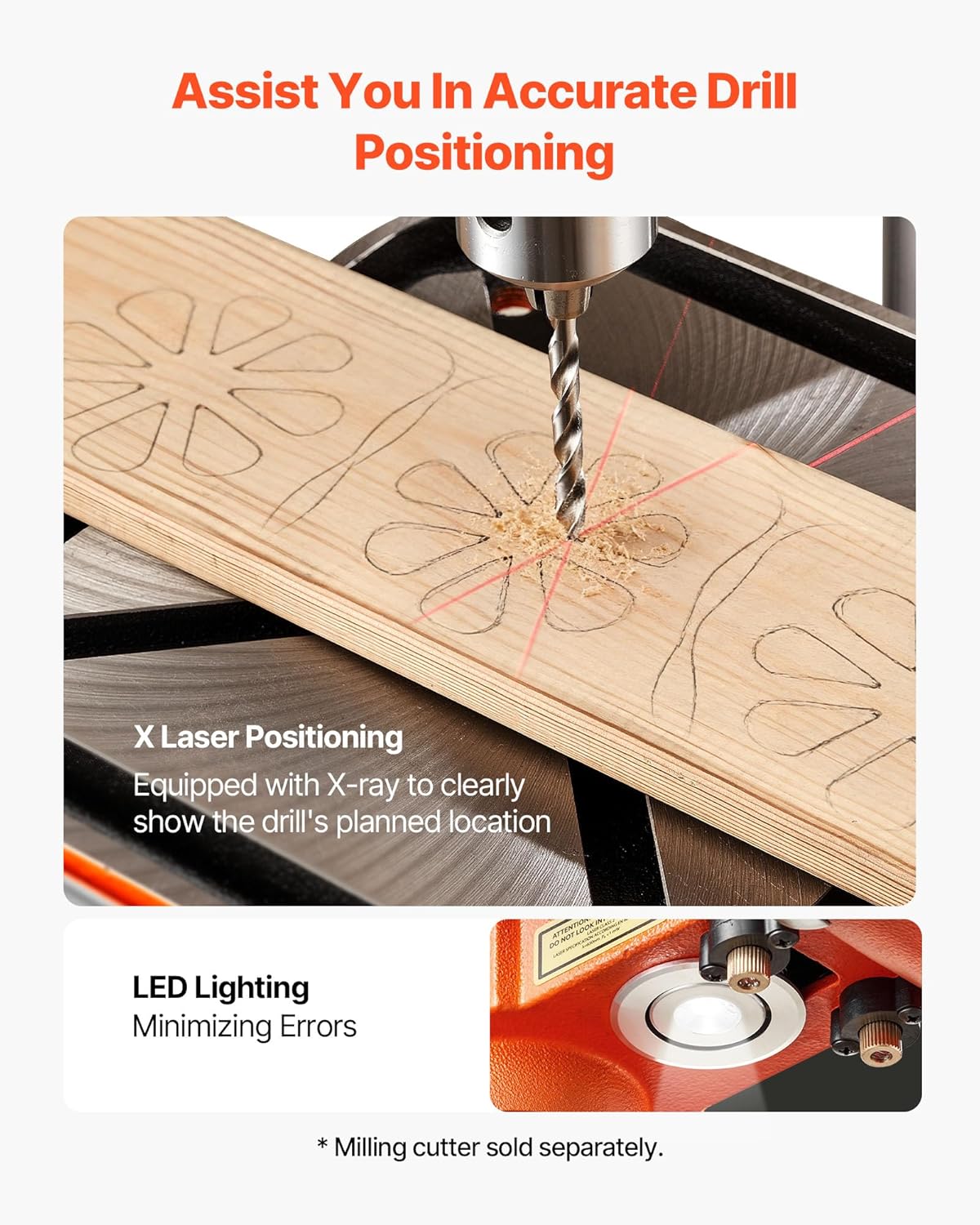 🎁 Limited-Time Sale — 🎊VEVOR 12-Inch Benchtop Drill Press, 6.2 Amp/1 HP, Adjustable Speed ​​(530–3140 RPM), 0–45° Tilting Table, with Laser and LED Work Light, Suitable for Wood and Metalworking