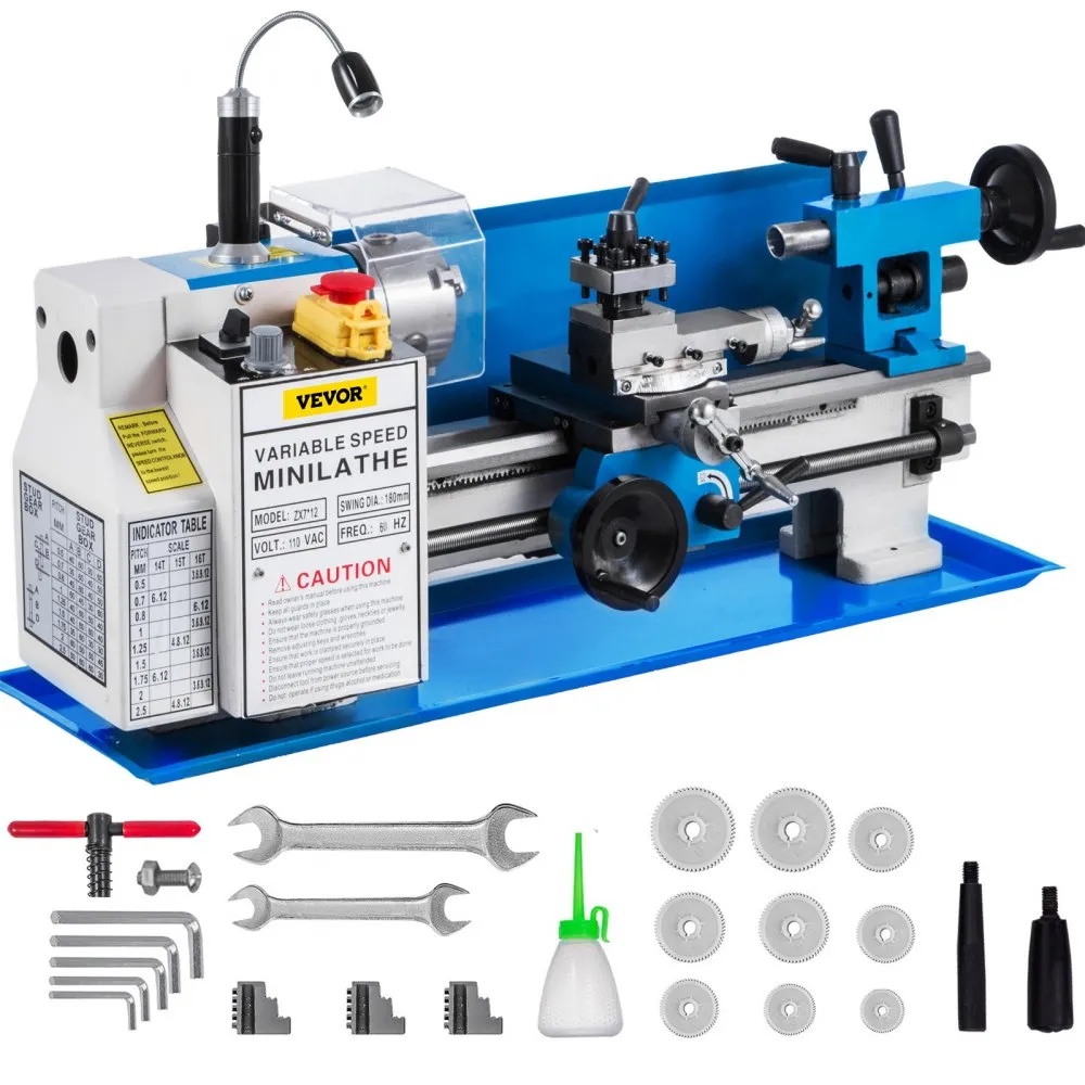 VEVOR Compact Metal Lathe, 8"x14", Adjustable Speed 2250 RPM, 650W Power, Precision Engineering Lathe for Metalworking, Ideal for Crafting Different Metals