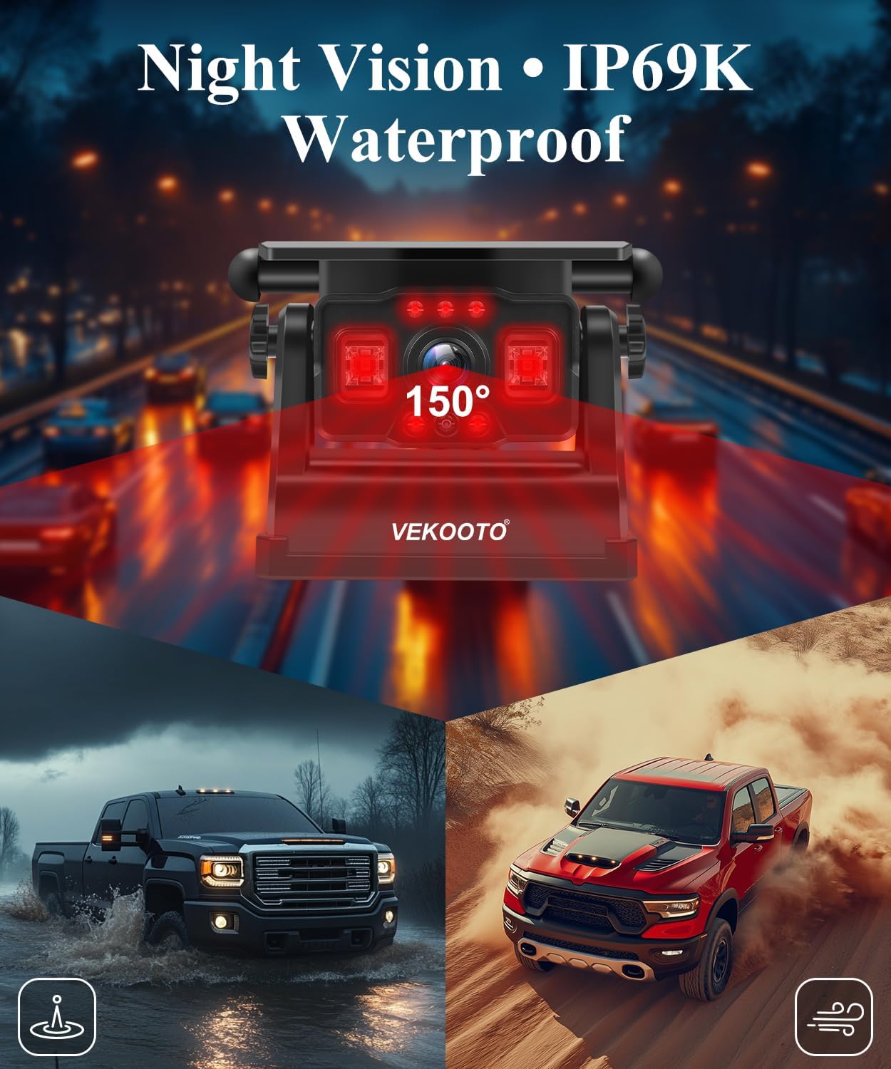 🚚 VK7Pro 2 – Magnetic, Wireless, Solar-Powered HD Backup Camera 🌞