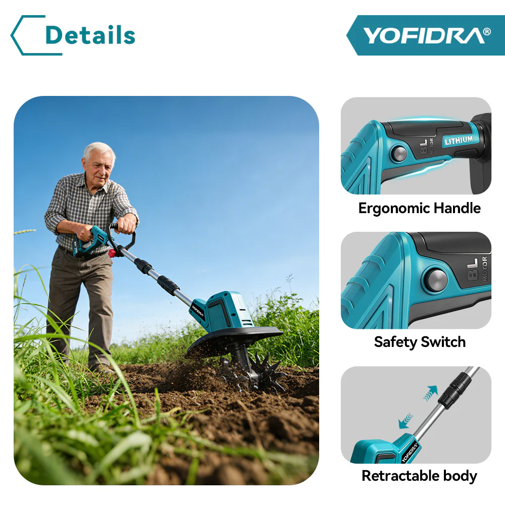 💥Today Only⚡Cordless Brushless Garden Tiller – Fits Makita 18V Batteries