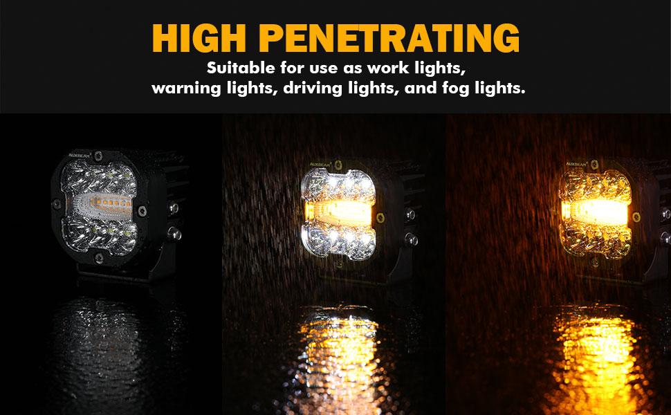 AUXBEAM X-PRO Series 3 Inch 6 Modes Dual Color LED Light Pods 96W Spot Flood Combo Amber White for Trucks Jeep IP68 Waterproof Offroad Driving Lights 2pcs Set LED Car Lights LED Work Lights outdoorfun Led Backlights fathersdaygift