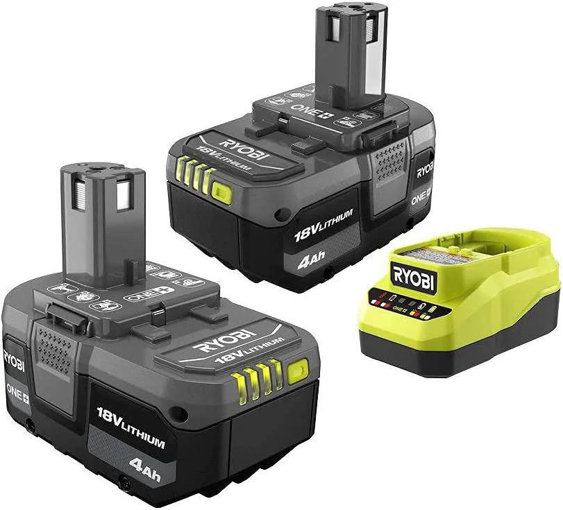 Ryobi ONE+ 18V Lithium-Ion 4.0 Ah Battery (2-Pack) and Charger Kit