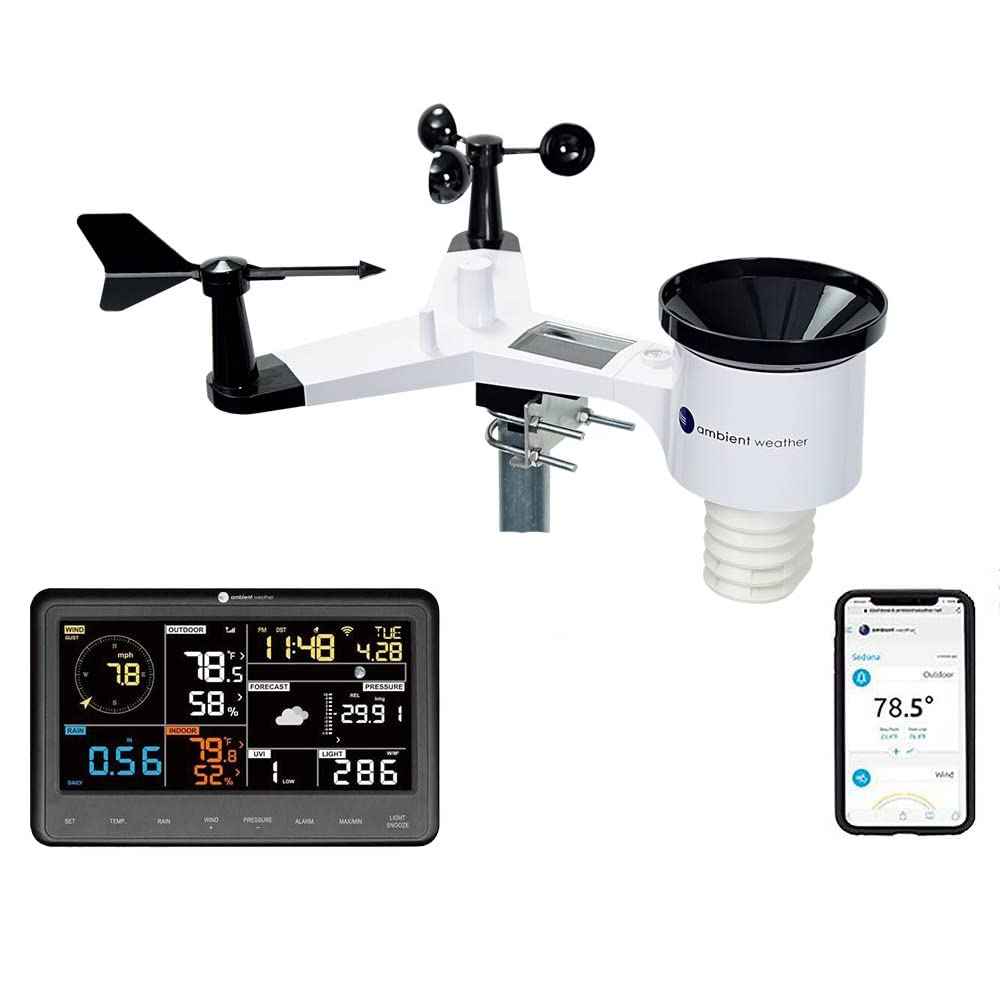 📡【Top Rated Weather Station】Ambient Weather WS-2902 Smart WiFi Weather Station – Wireless Solar Powered Outdoor Sensor with Rainfall, Wind Speed & App Alert