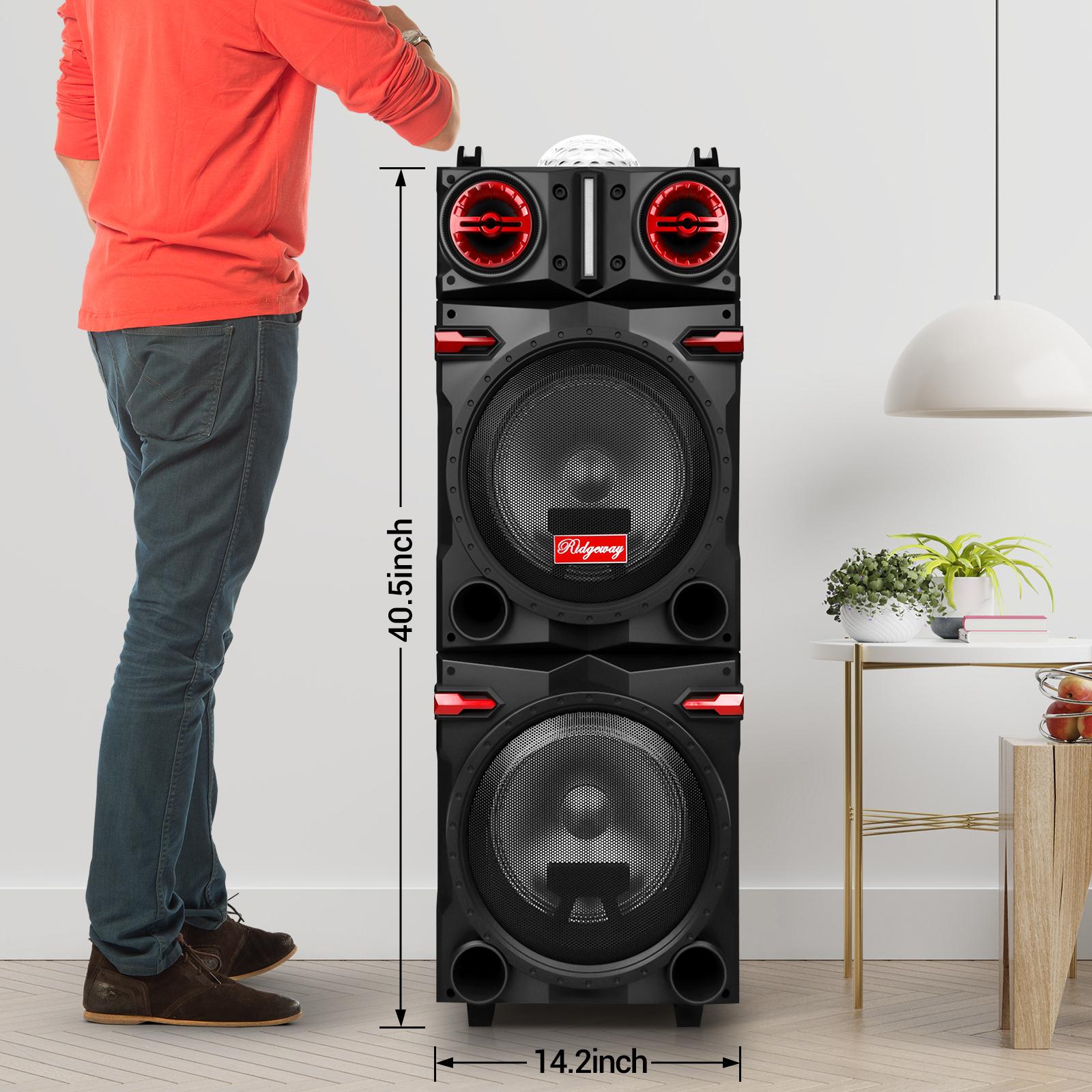 Portable Bluetooth PA Speaker Karaoke Machine 2 x 10" Subwoofer And 1 x 3" Tweeter Loud Party Speaker With Microphone FM LED Remote Control TWS