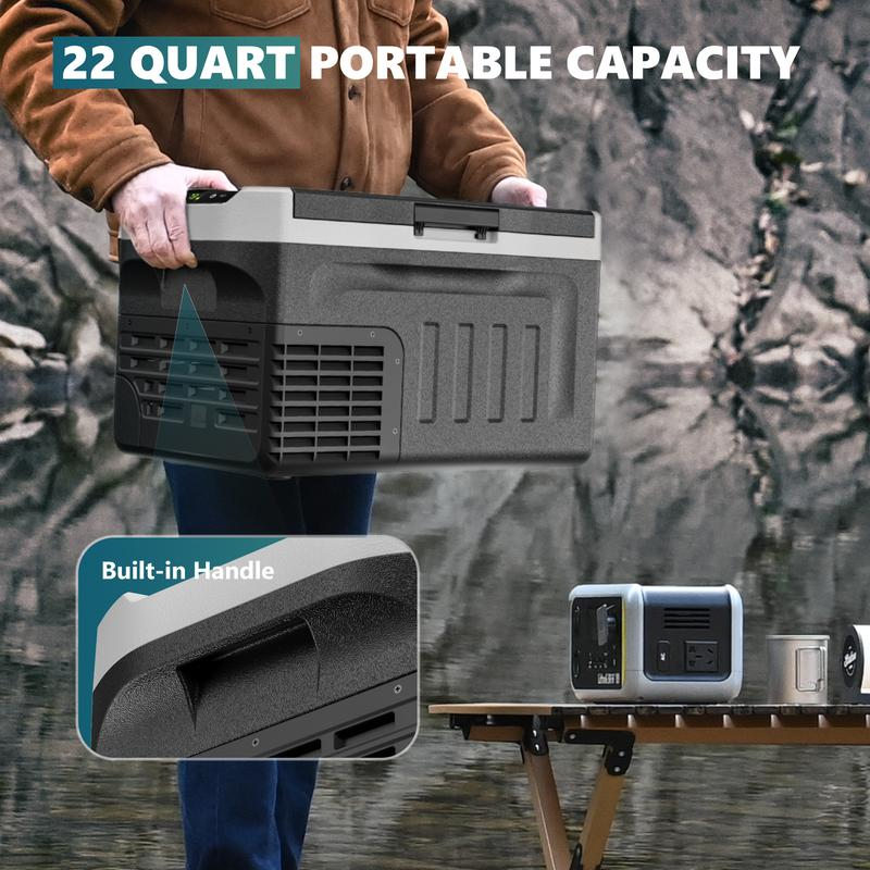 Euhomy 22QT 12V Portable Car Refrigerator with Digital Control & Cup Holders