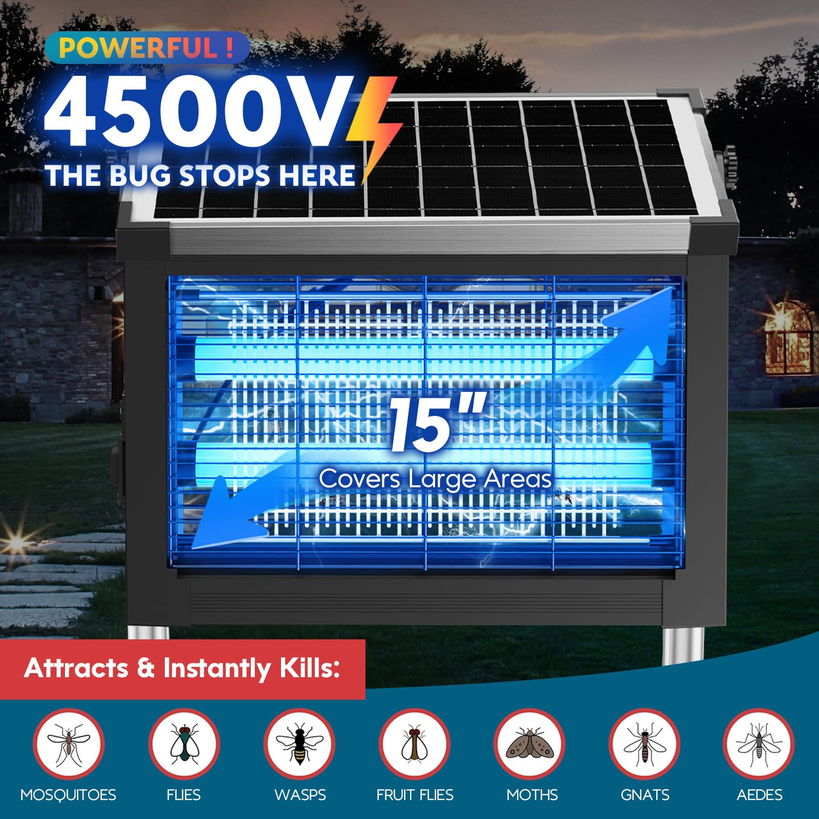 🔥Buy 1 Get 1 Free🔥Solar Bug Zapper Outdoor Waterproof Electric Mosquito and Fly Zapper 