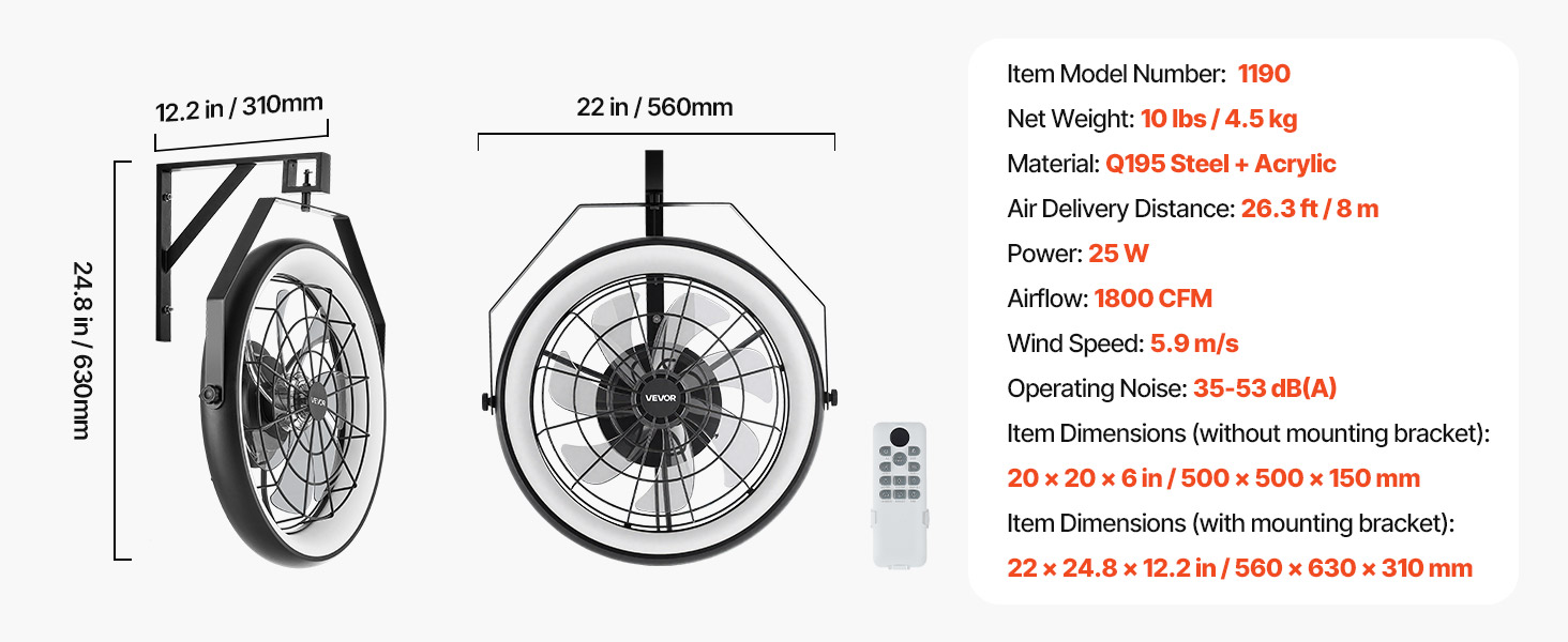 wall mount fan with light