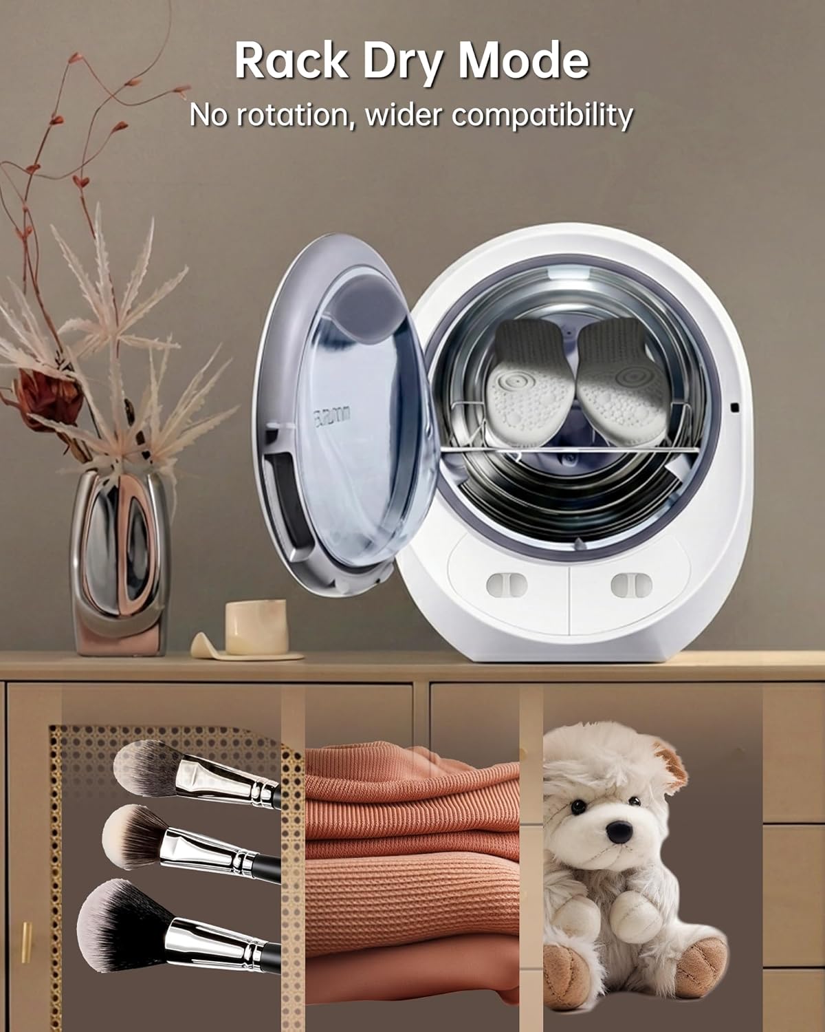 [New Release]Clothes Dryer with 8 Smart Drying Modes,1200W Dryer Machine with Stainless Steel Drum, No Installation Required, Plug & Play, Anti-Crease, Odor Removal,for Apartments Dorm RV