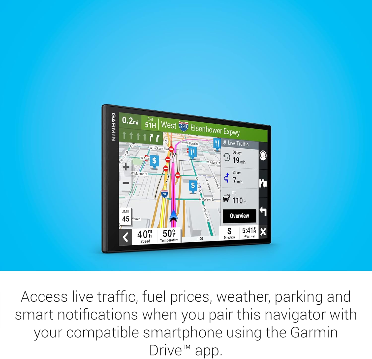 Mother's Day Limited-Time Offer - Garmin In-Vehicle GPS Navigator, featuring bright, clear, high-resolution maps and the Garmin Voice Assistant.