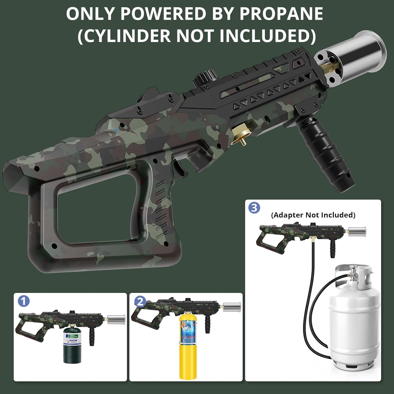 High-Power Propane Cooking Torch (with Adjustable Flame Nozzle) — (Includes Two 16-oz Propane Fuel Canisters)