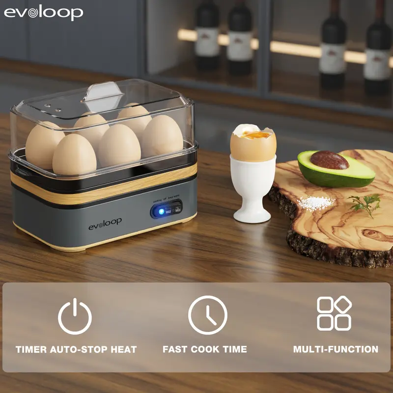 【BIG SALE】EVOLOOP Rapid Egg Cooker 6 Egg Capacity BPA free Electric Egg Cooker for Hard Boiled Eggs, Poached Eggs, Scrambled Eggs, or Omelets，Easy and Convenient Way to Prepare Delicious Eggs ,outdoor gear Kitchen Appliances