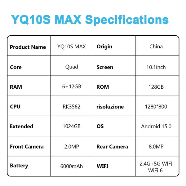 2026 Android 15.0 Tablet with 10.1"