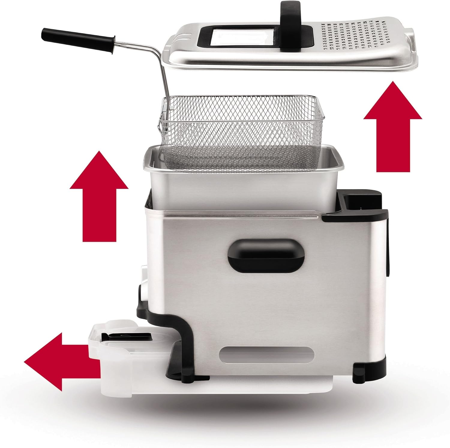 【Price Slash】 3.5L Stainless Steel Deep Fryer with Basket for Home Use, 1700W, Deep Fryer with Oil Filtration, Temp Control, Digital Timer