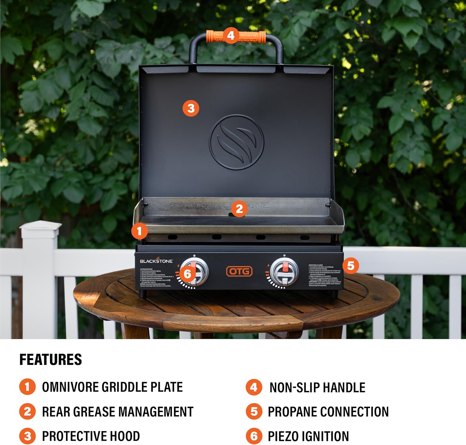 22" Tabletop Griddle with Hood, Electric & Gas, Portable Grill for Camping & Tailgating