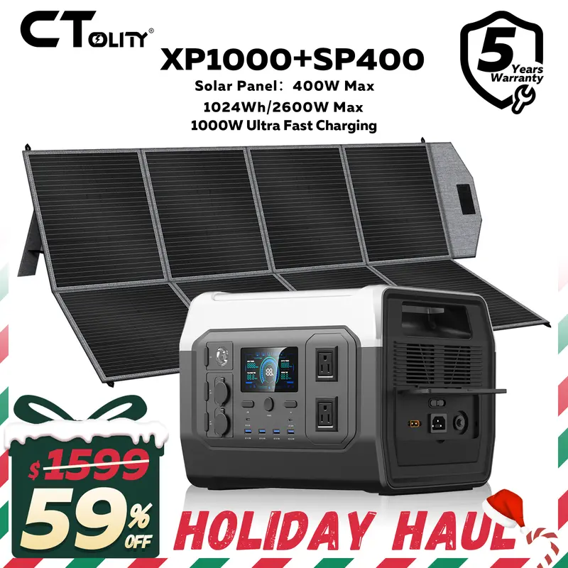 🛒BEST SELLER🚀CTOLITY Portable Power Station [1800W/1024WH], LiFePO4 Battery Backup for Home, Solar Generator for Camping Road Trip Essentials, RV, Emergency Prep,Off Grid Living,Van Life Must Haves,Camping Gear