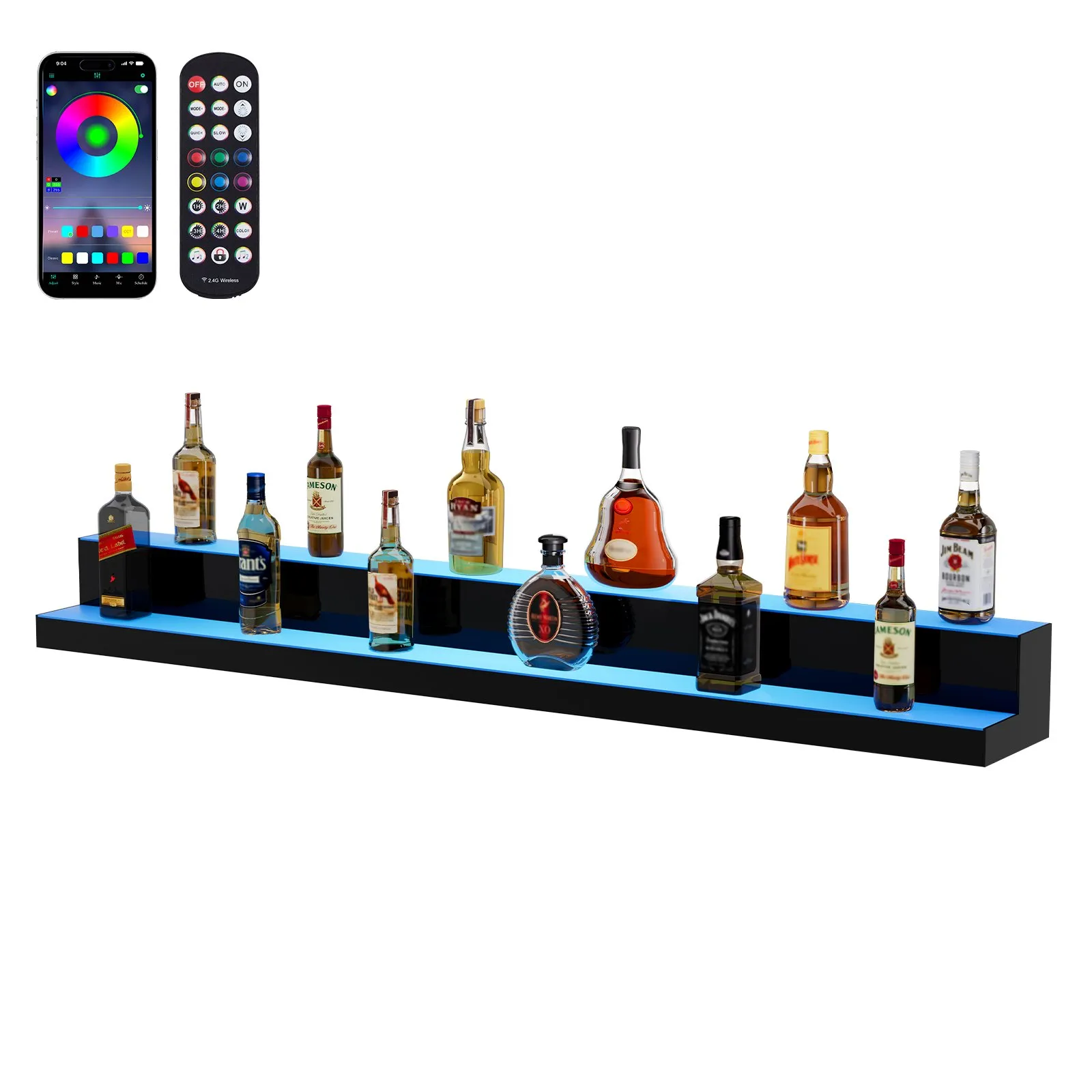 [Spring Clearance] Premium Acrylic LED Liquor Display | Smart App-Controlled Ambient Bar Shelf