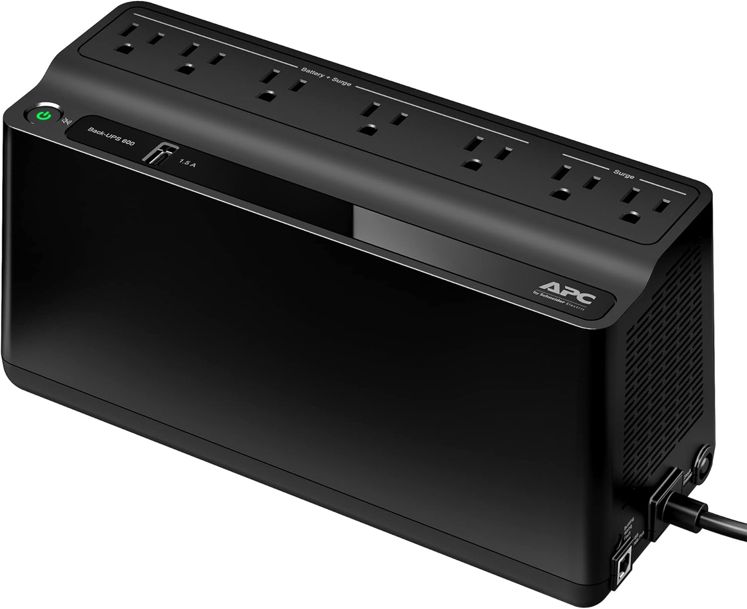 Limited Time Offer: APC 600VA UPS Battery Backup (BE600M1), 330W Uninterruptible Power Supply with 7 Outlets & USB Port, Surge Protector for Computers & Wi-Fi