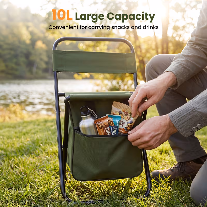2 in1 camping chair folding fishing chair with backrest and 10l large capacity bag outdoor chair can bear 265lb durable and portable suitable for camping hunting fishing sketching ideal gifts for   Product details 1