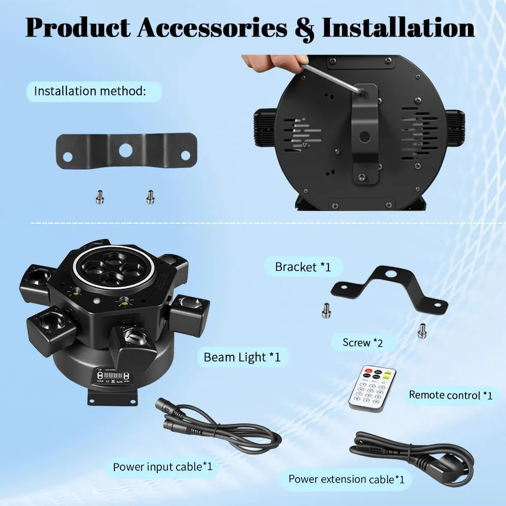 ⚡ Power Up & Save -Transform Any Party with a 540° Rotating DJ Spotlight