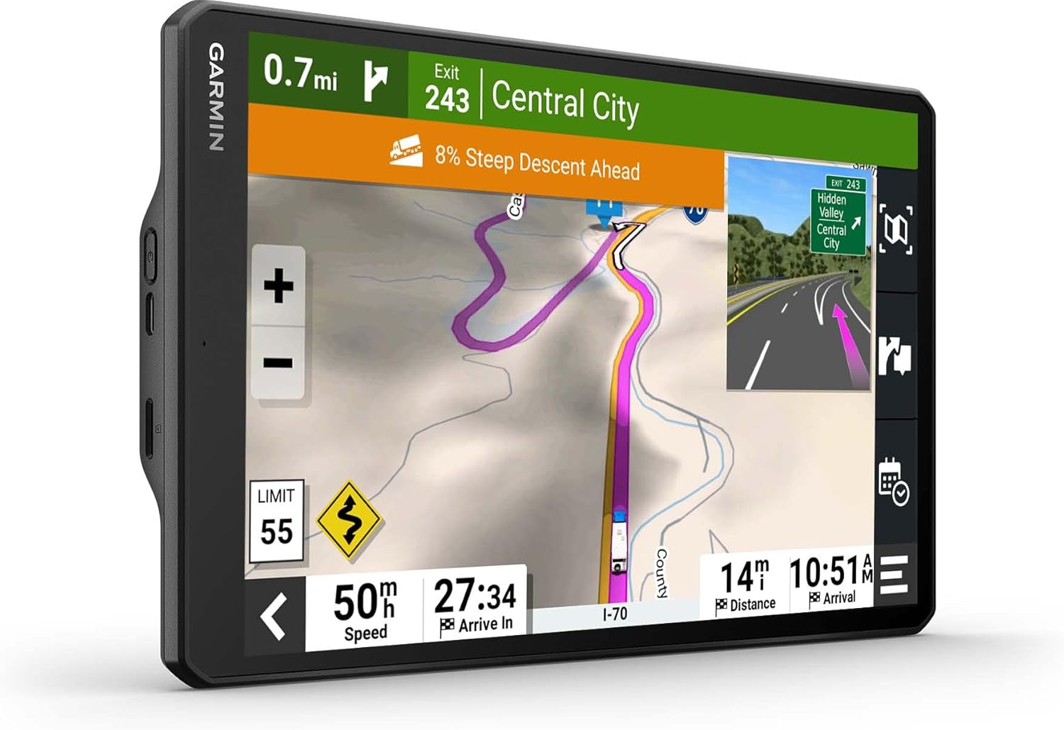 🔥Hot Sale🔥Easy-to-Read 10” GPS Navigator with Dash Cam for RV
