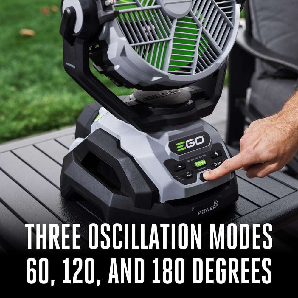 🌟 Best Seller | 10" Cordless High Velocity Oscillating Misting Fan for EGO 56V Battery, Portable Outdoor Cooling Fan for Patio Deck & Backyard Camping 🏕️