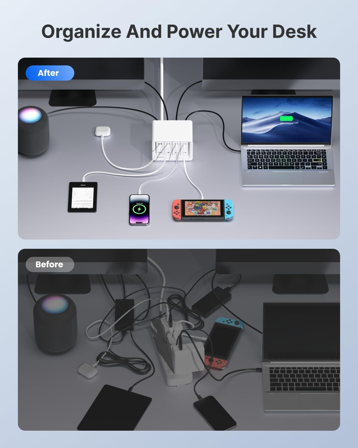 🎁 FLASH SALE-Gitryin 160W Modular Charging Station with Retractable USB-C Cables ✨ Save Big Today!