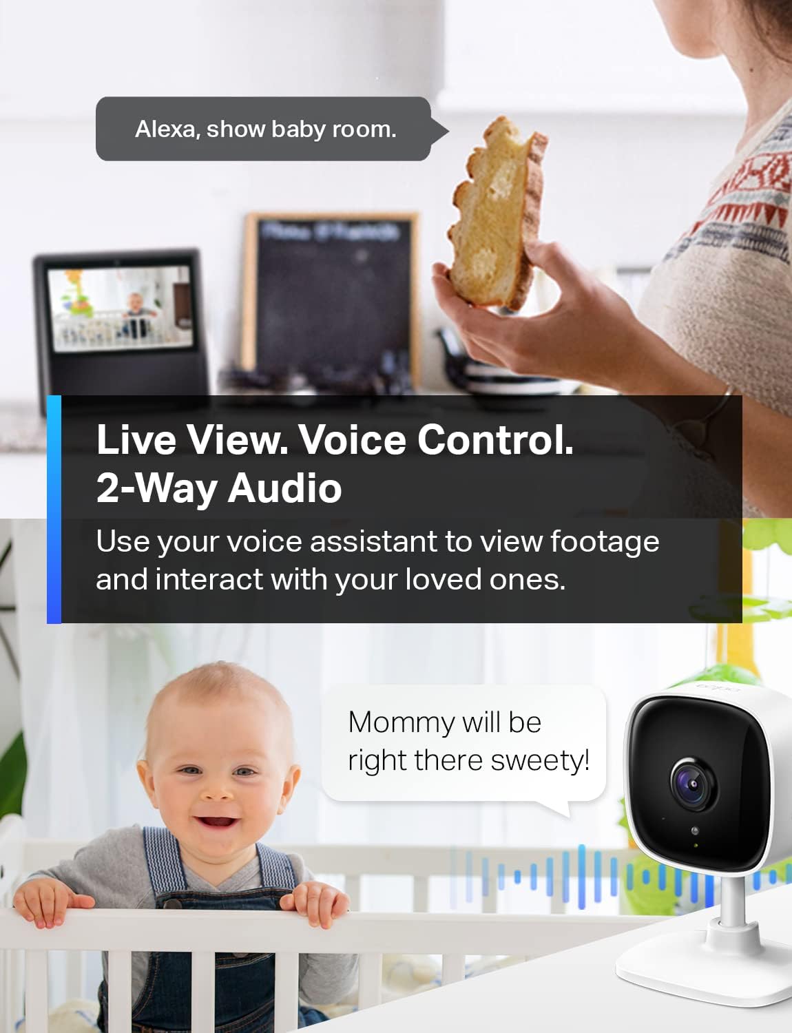 1080P Indoor Security Camera for Baby Monitor, Dog Camera w/Motion Detectio