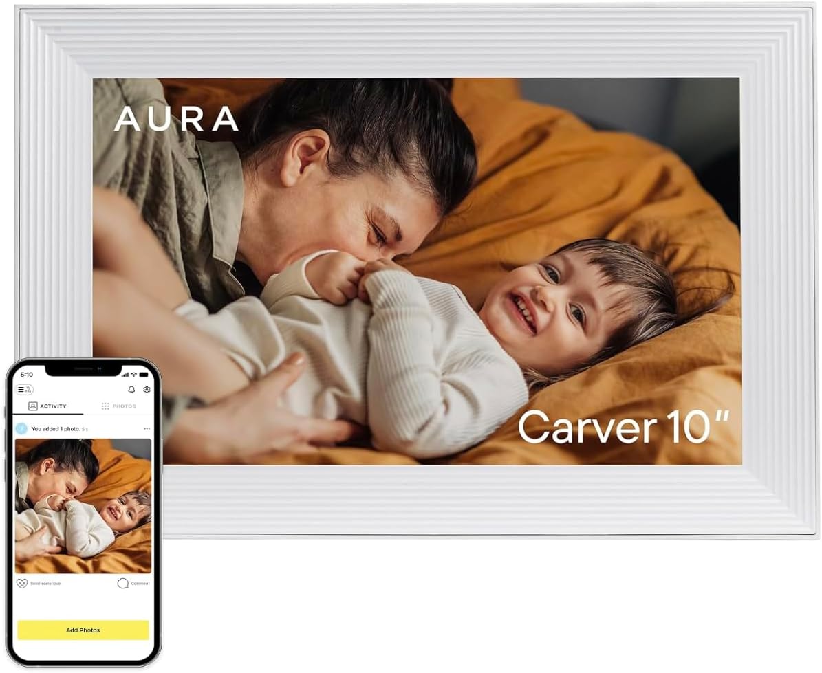 Aura Carver 10.1" HD Digital Picture Frame– Premium, Smart, Instant-Sharing, Unlimited Storage Family Frame🖼️💖