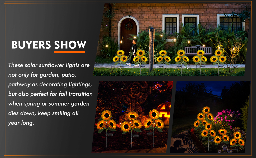 Solar Garden Lights with 12 Beautiful Realistic Sunflower Lights Bright Waterproof Outdoor Lights