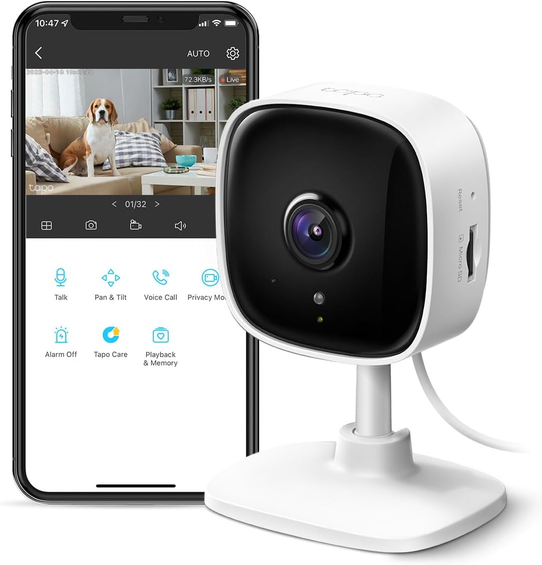 1080P Indoor Security Camera for Baby Monitor, Dog Camera w/Motion Detectio