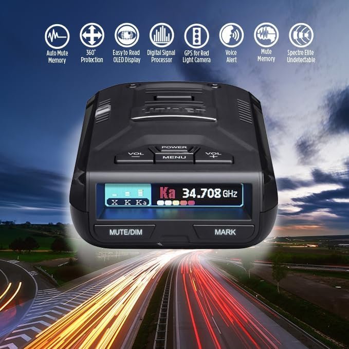 Uniden R3 Radar Detector Value Bundle - Extreme Long Range Laser Detector with Hardwire Kit & Carrying Case