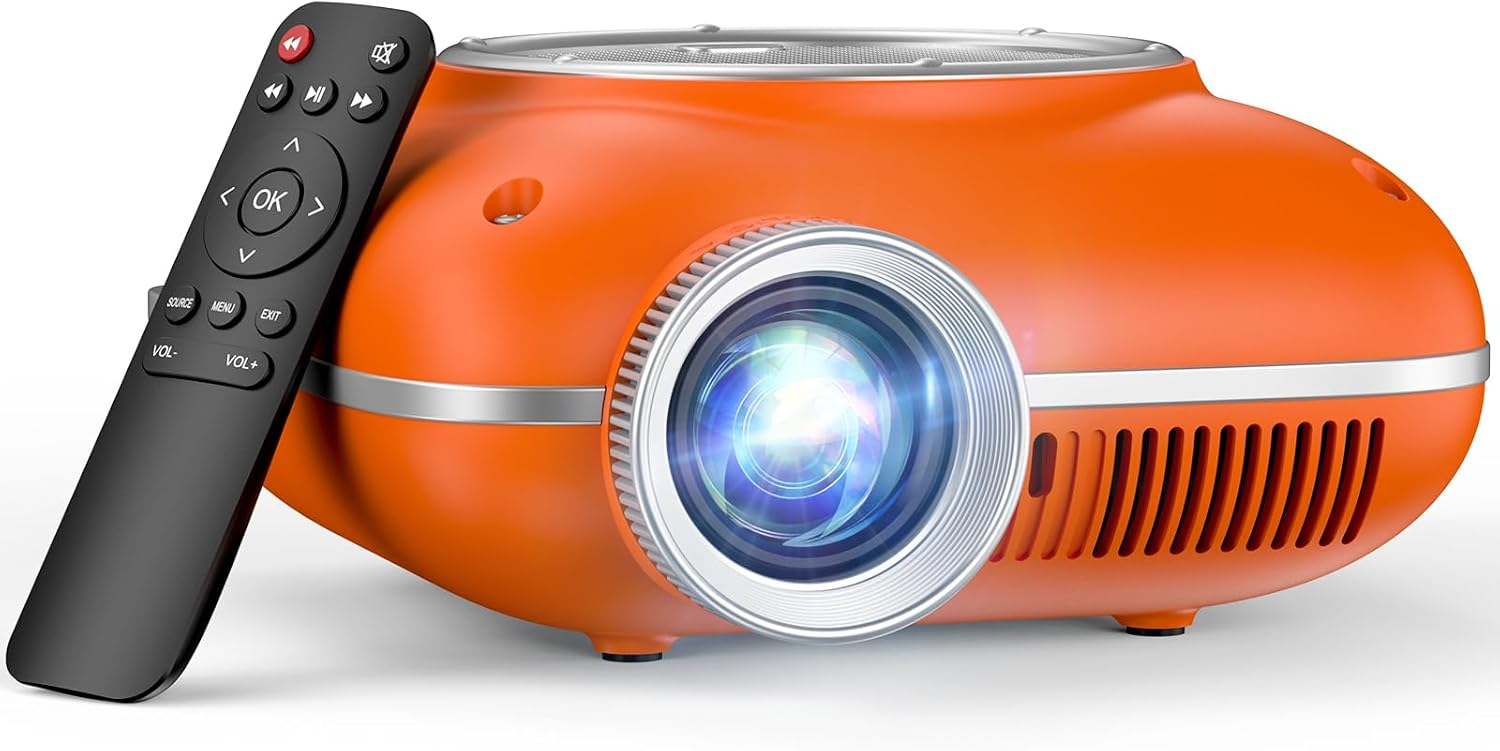 #⚽World Cup Deal！XuanPad Smart Mini Projector, 4K Supported Outdoor Movie Projector with 360° Stand for Live Football Watch Party