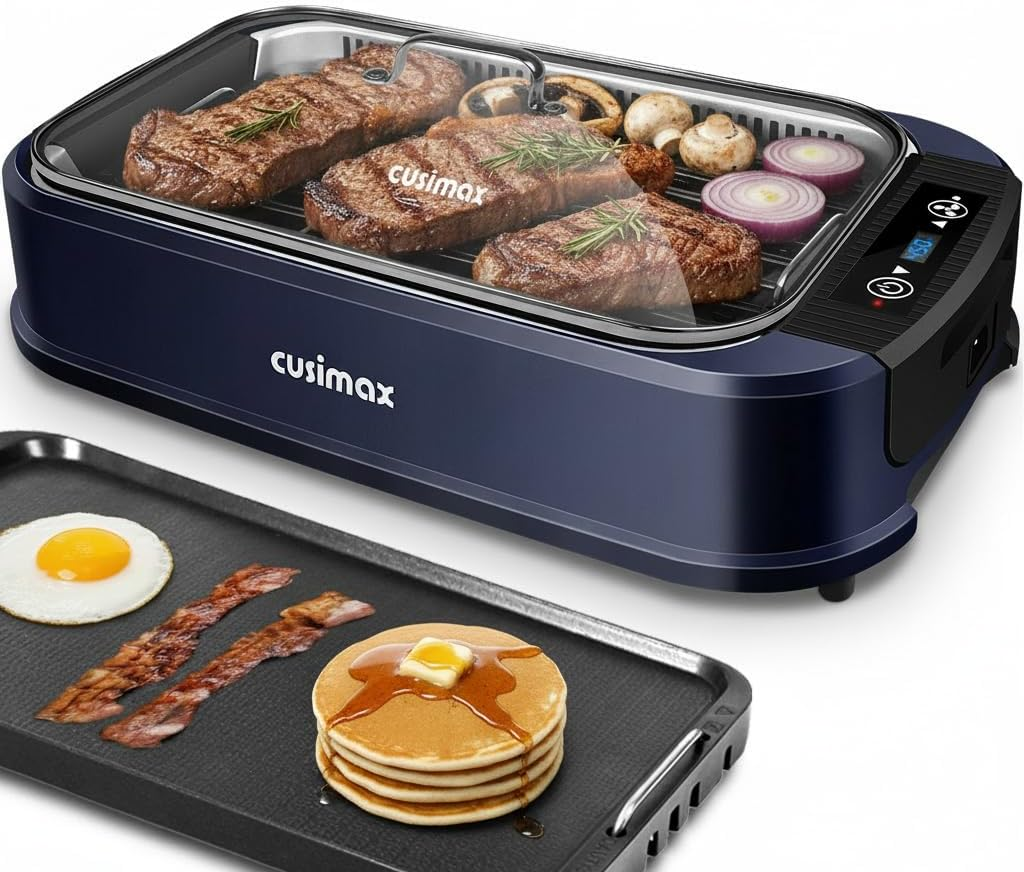 LIMITED TIME OFFER | Smokeless Indoor Electric BBQ Grill – Nonstick 2-in-1 Grill & Griddle for Healthy Family Cooking