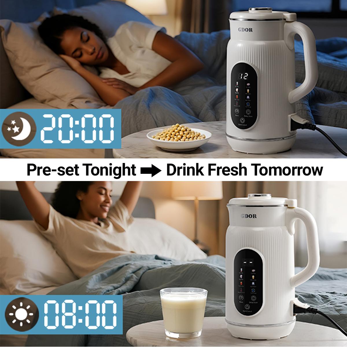 GDOR 42oz 9‑in‑1 Nut Milk Maker, Stainless Steel , Automatic Almond Oat Soy Milk Machine with Fruit Vegetable Juicer, Smoothie Maker, 12‑Hour Delay Timer, Large Touch Screen, Keep Warm, Boil Water & Self‑Cleaning for Home Kitchen, home essentials GDOR 42oz 9‑in‑1 Nut Milk Maker, Stainless Steel , Automatic Almond Oat Soy Milk Machine with Fruit Vegetable Juicer, Smoothie Maker, 12‑Hour Delay Timer, Large Touch Screen, Keep Warm, Boil Water & Self‑Cleaning for Home Kitchen, home essentials