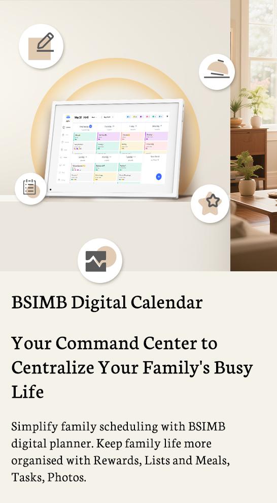 BSIMB 10.1 Inch Digital Calendar Chore Chart, Electronic Calendar Smart Family Planner 1080P FHD Touchscreen Interactive Display Wall & Desk Mount Seamless Scheduling White