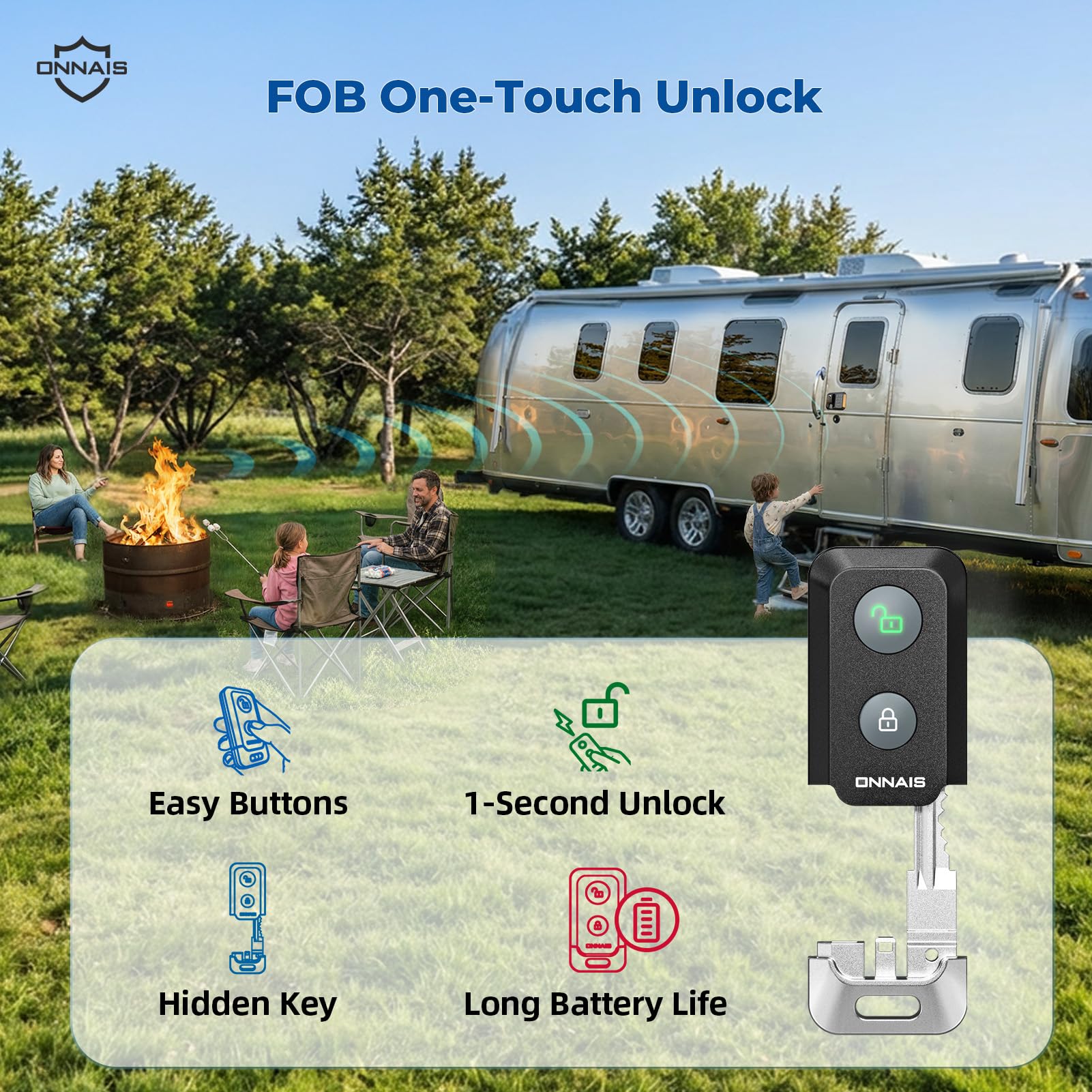 💥 Buy 1 Get 1 Free⚡🔐🚐ONNAIS Guard Pro RV Door Lock — Keyless Entry, Waterproof, 2 Remote Fobs 