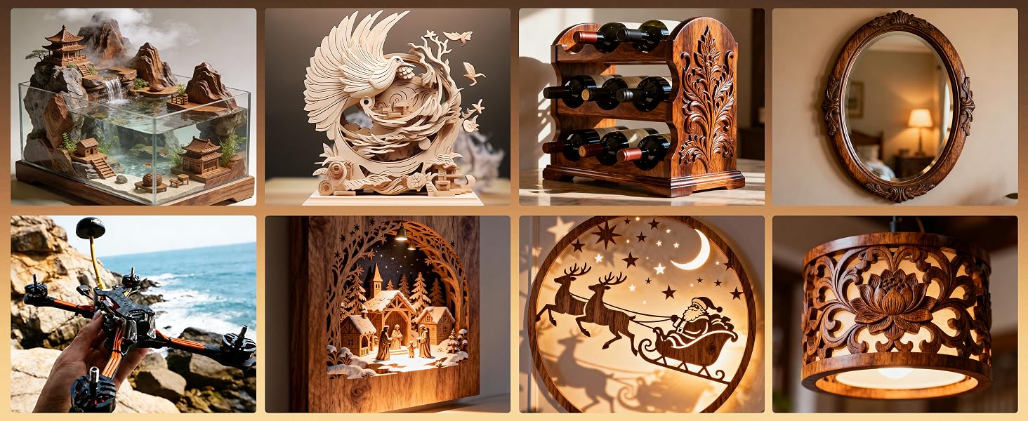 Text reads 'Image 1'. Collection of 8 small ornate dioramas or light boxes displaying miniature scenes with warm lighting and intricate details.