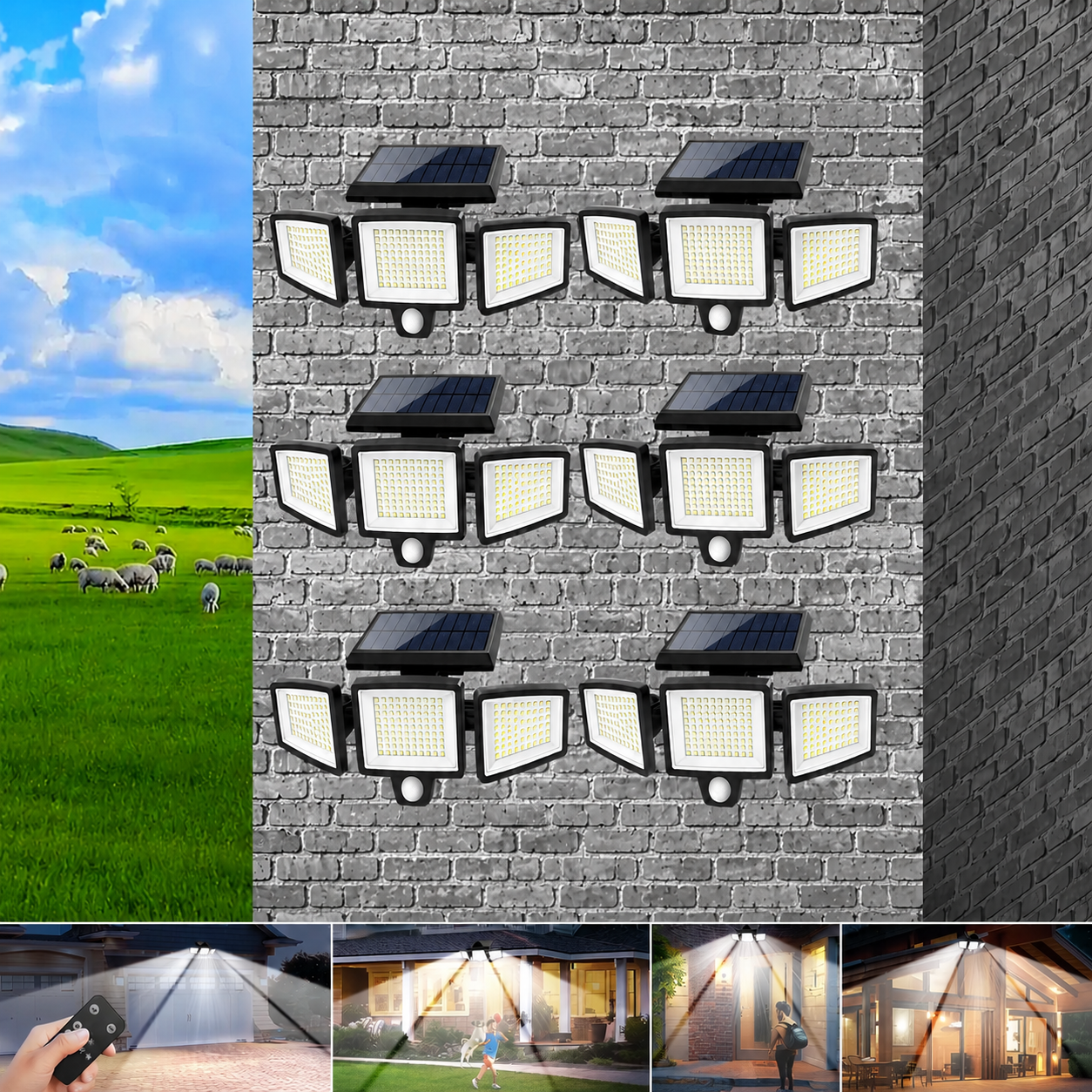 【BIG SALE】Tuffenough Solar Outdoor Lights 2500LM 210LED Security Lights,3 Heads Dimmable SpotLights with 3 Modes,IP65 Waterproof,Suitable for Yard, Garage, Porch, Pool,Garden,Barn,Patio,#Summervibes