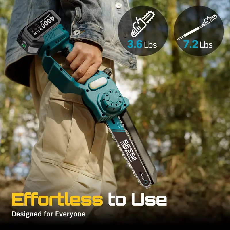 【Spotlight Day】SEESII 2 in 1 Cordless Pole Saw & Mini Chainsaw with 2 Batteries, Power Electric Polesaw for Tree Trimming, Chain Saw with Extension Pole, 16ft Reach, Limb Branch Cutter Pruner P8 Ace/P6 Ace CH800
