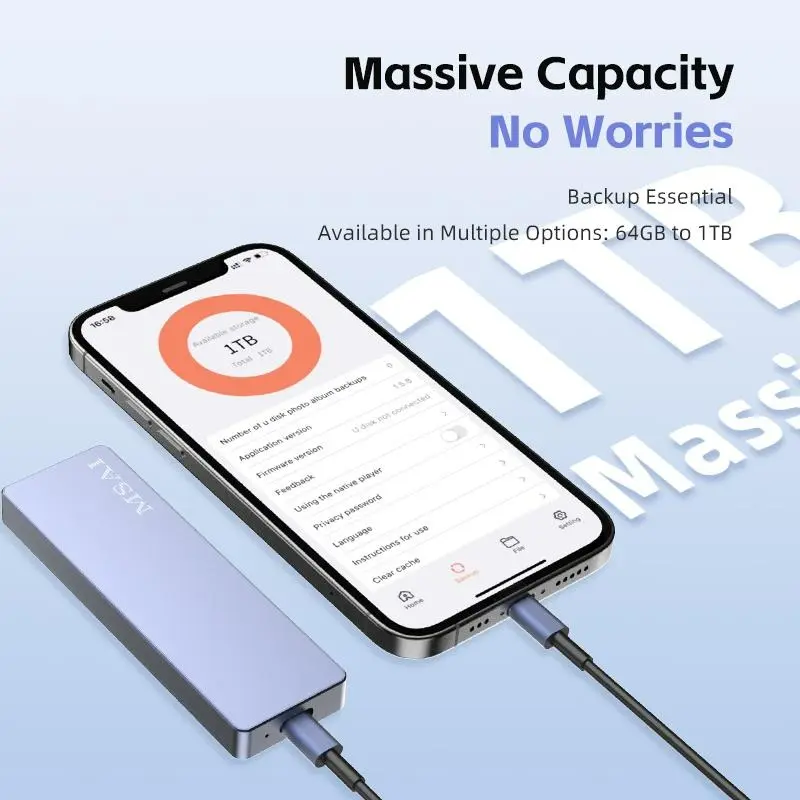 1TB USB Flash Drive High-Speed USB 3.0 External Storage for iPhone Android PC Mac Foldable Design Easy Connectivity
