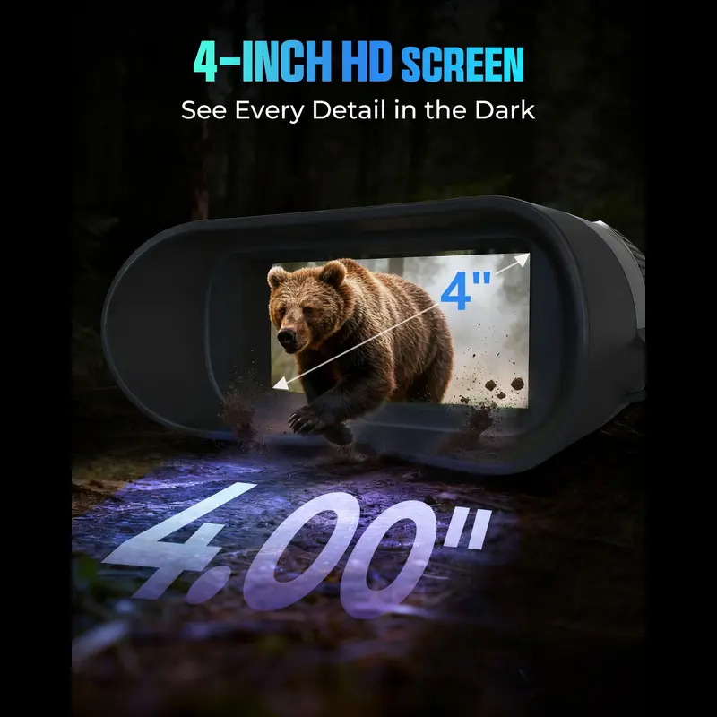 【PRICE SLASH】CIGMAN 4K Night Vision Goggles for Adults, Infrared Binoculars, 52MP Photo, With 5000mAh RechargeableBattery, 4" HD Screen & 64GB Card, For Hunting, Camping,Surveillance,Outdoor Enthusiasts, Gift, CNVPRO