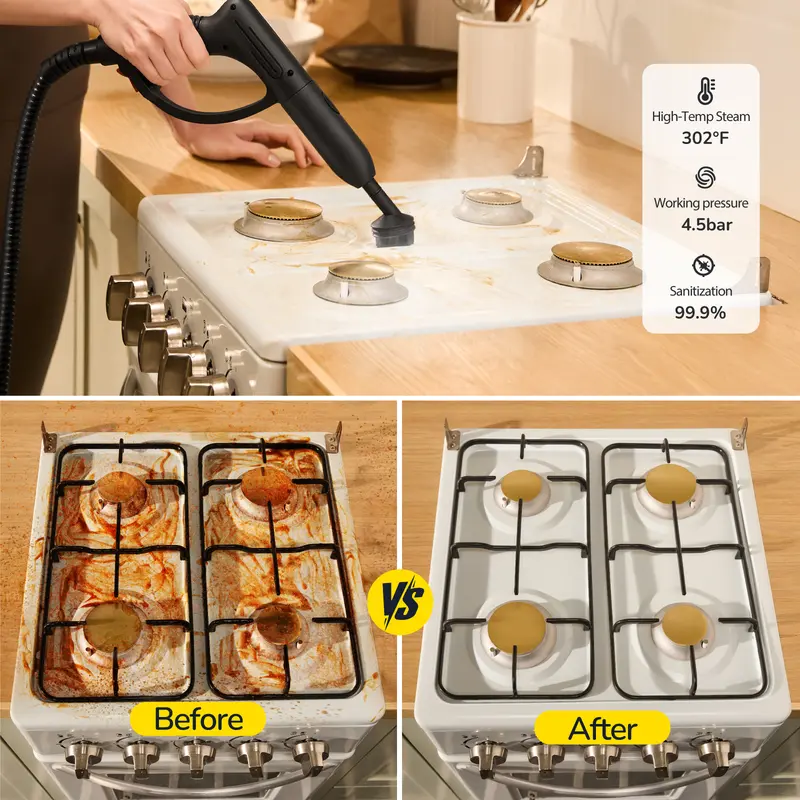 【Price Slash】Steambot Steam Cleaner With High Pressure Steam,Heavy Duty Chemical-Free Deep Cleaning forHouse,Kitchen,Bathroom,Car,BBQ Grill,Multi-Purpose Cleaning Steamer, grout brush, brass brush, steamer for cleaning