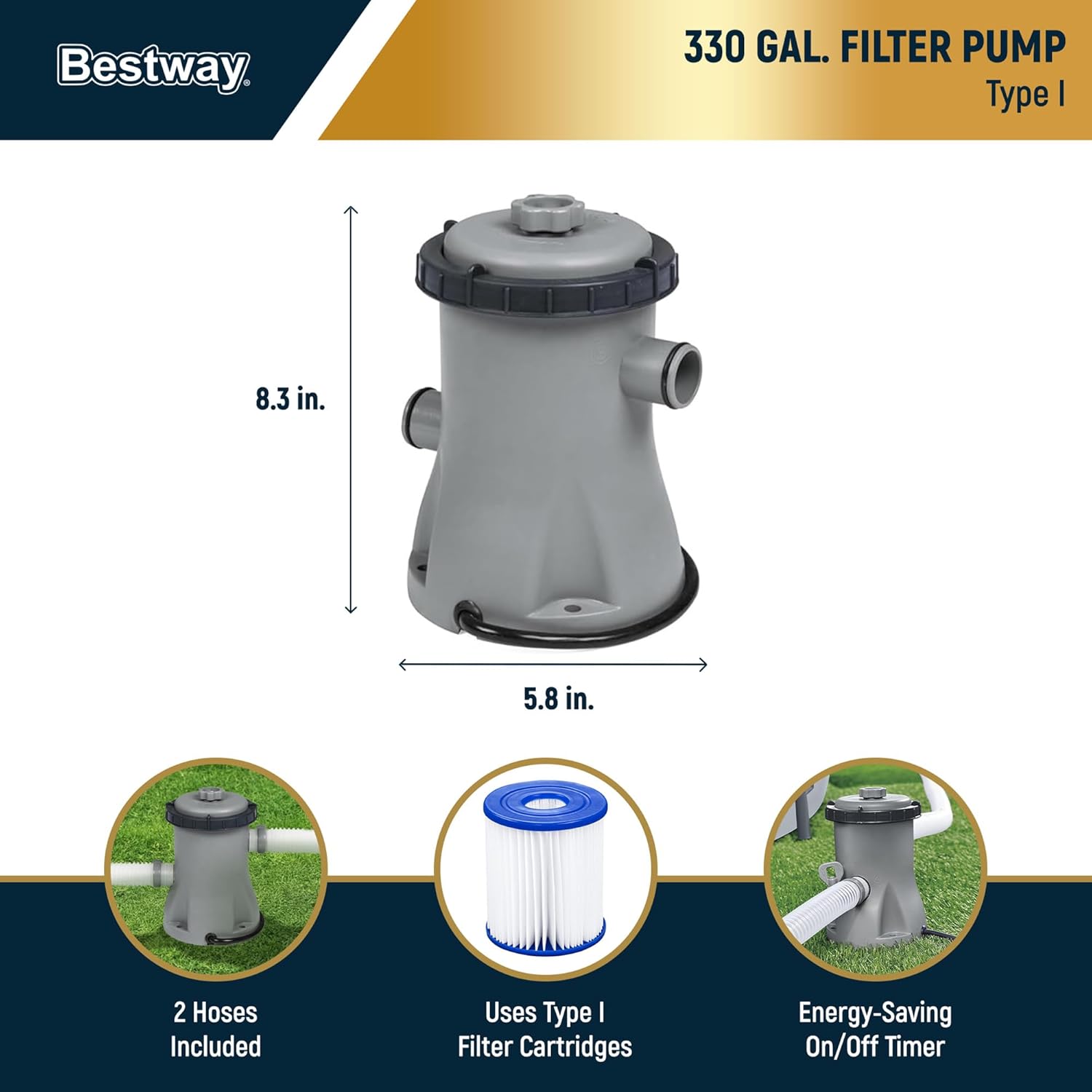 Father's Day Gift – Round Metal Frame Outdoor Pool Set (Includes Filter Pump and Type I Filter Cartridge)