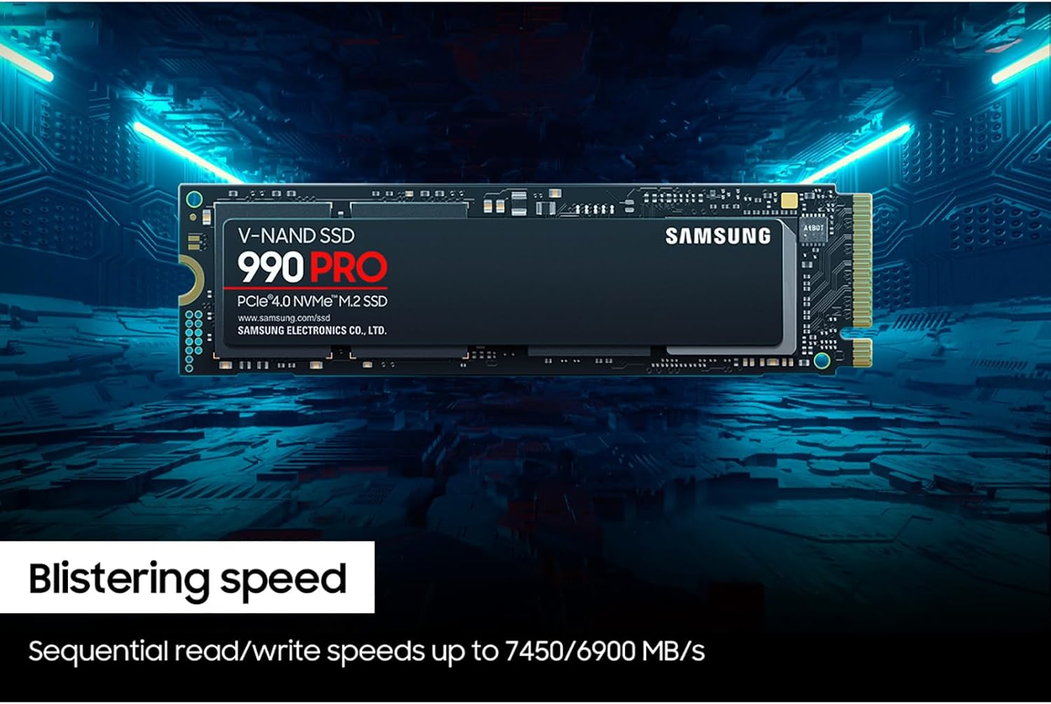 Father's Day Limited-Time Sale -- Samsung 990 PRO SSD, M.2 2280 Internal Solid State Drive, Serial Number Included. Read speeds up to 7,450 MB/s for high-end computing, gaming, and heavy-duty workstations.