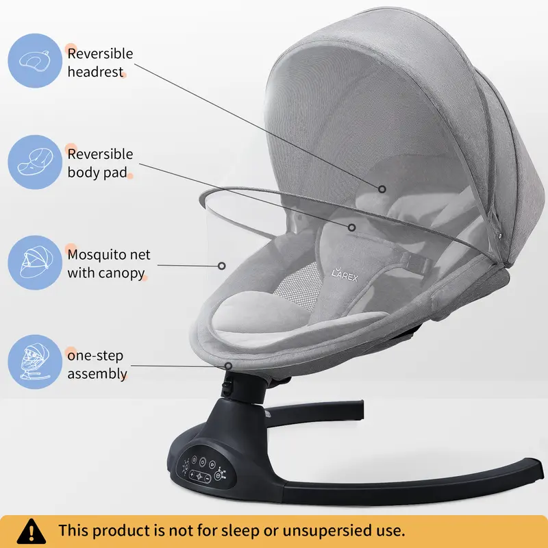 ✨Today's Deal✨Baby Swing for Infants,Electric Bouncer for Babies,newborn baby stuff,Portable Electric Baby Swing,Remote Control Indoor Baby Rocker with 5 Sway Speeds,10 Music and Bluetooth,Bounce Chair with anti-Slip Feet